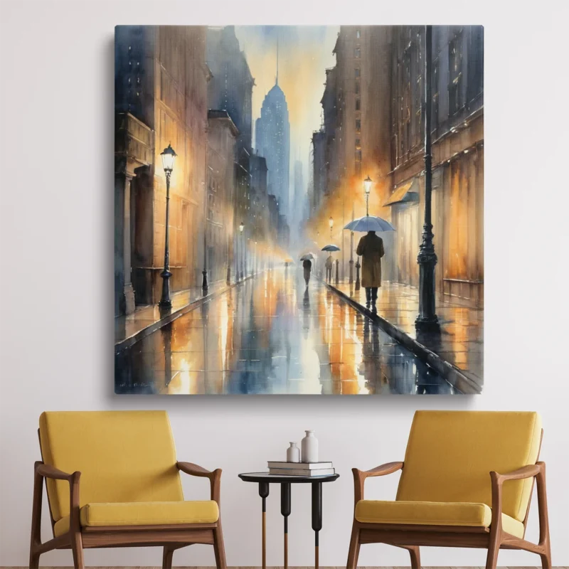 Tableau New York Pluie – Impressionniste – toile – horizontal