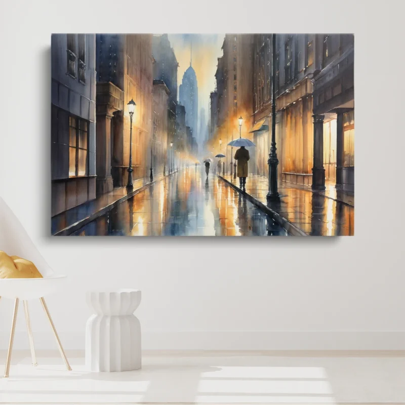 Tableau New York Pluie – Impressionniste – toile – horizontal