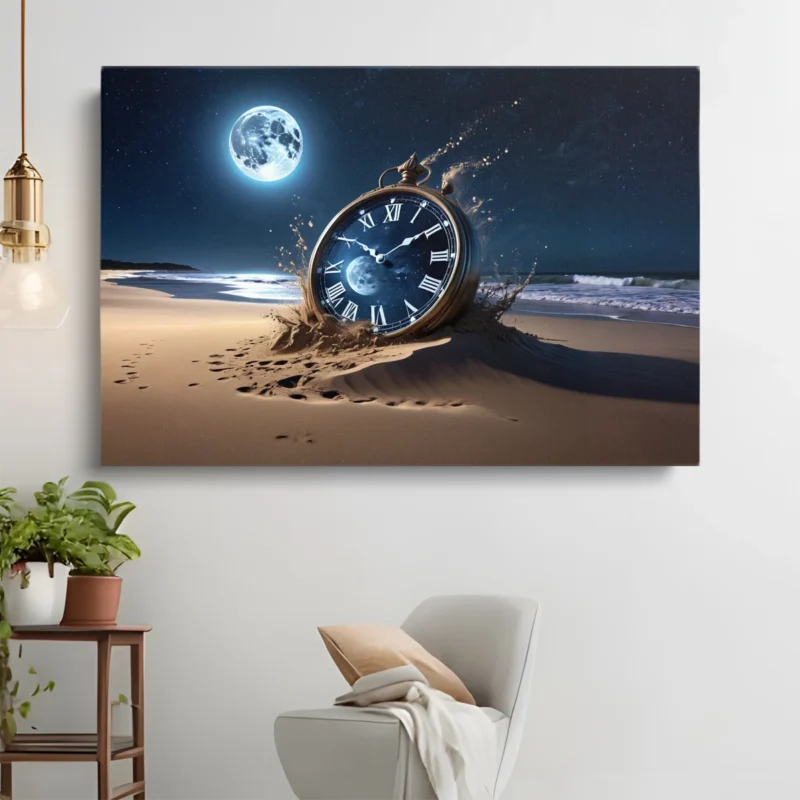 Tableau Montre Gousset Plage – Inspiration Imaginaire – toile – horizontal