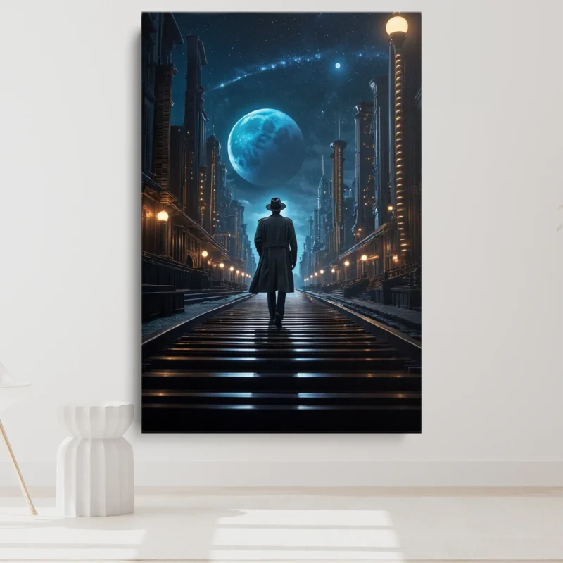 Tableau Homme dans la Ville – toile – vertical