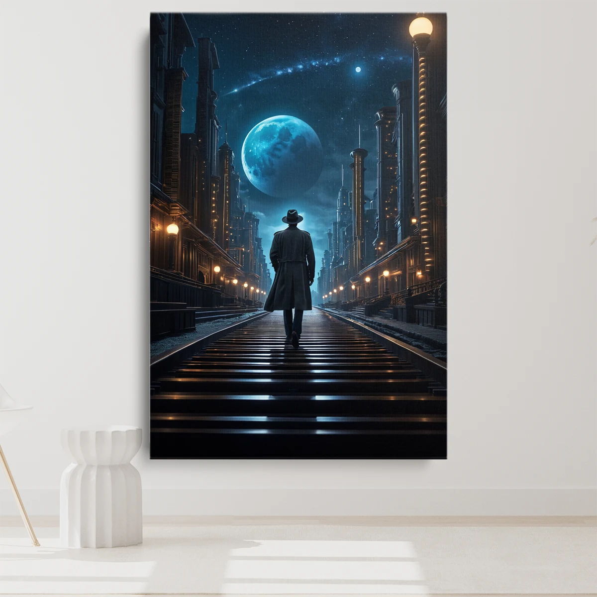 Tableau Homme dans la Ville – toile – vertical
