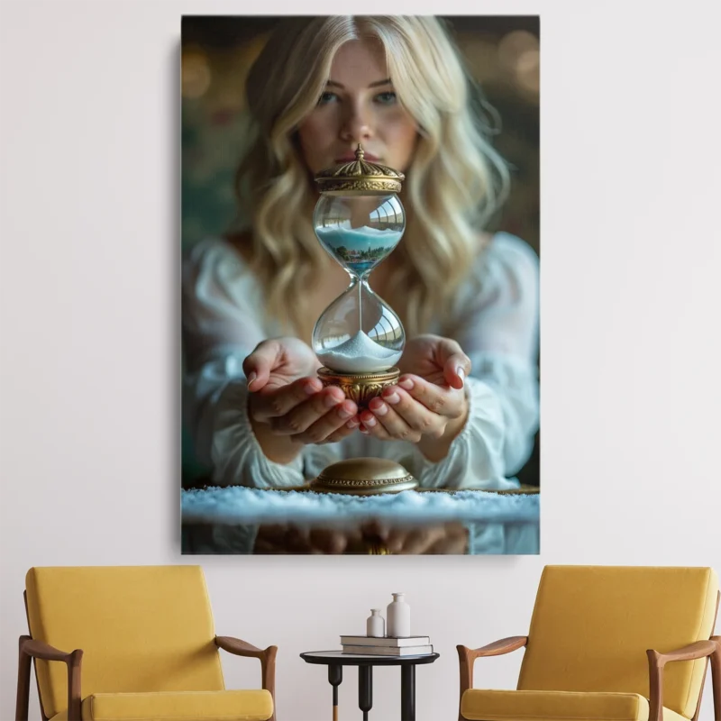 Tableau Sablier Avec Paysage – toile – vertical