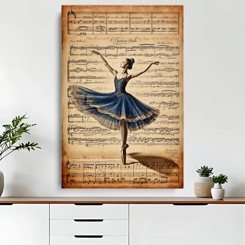 Tableau Ballerine sur Partition de Musique