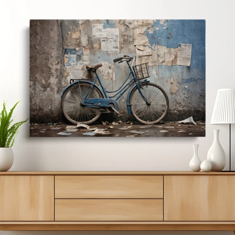 Tableau Vélo Ancien sur Mur – toile – horizontal