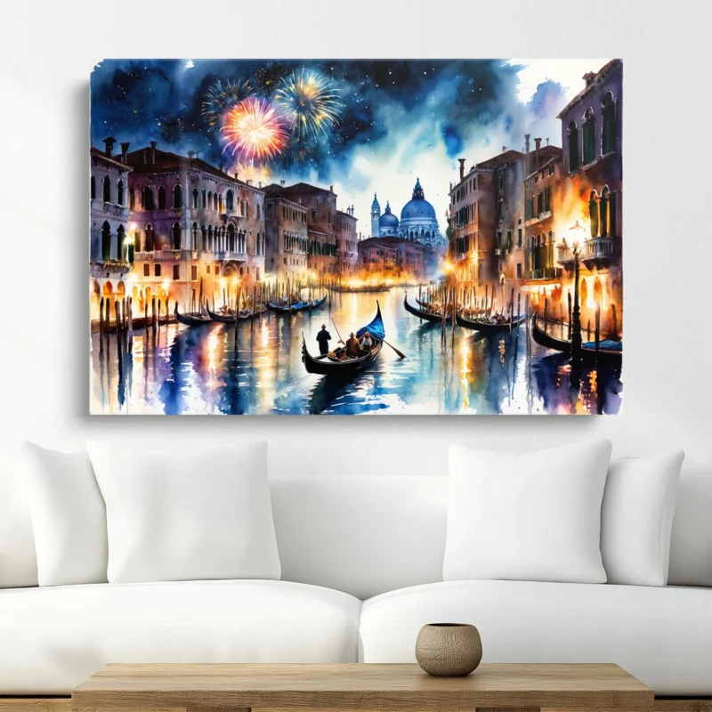 Tableau Venise Feux D'artifice
