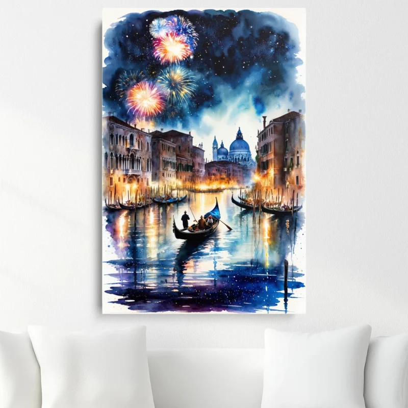 Tableau Venise Feux D'artifice