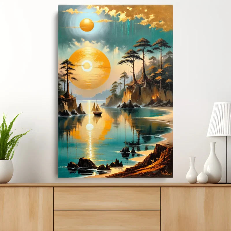 Tableau Voilier au Coucher de Soleil – toile – horizontal