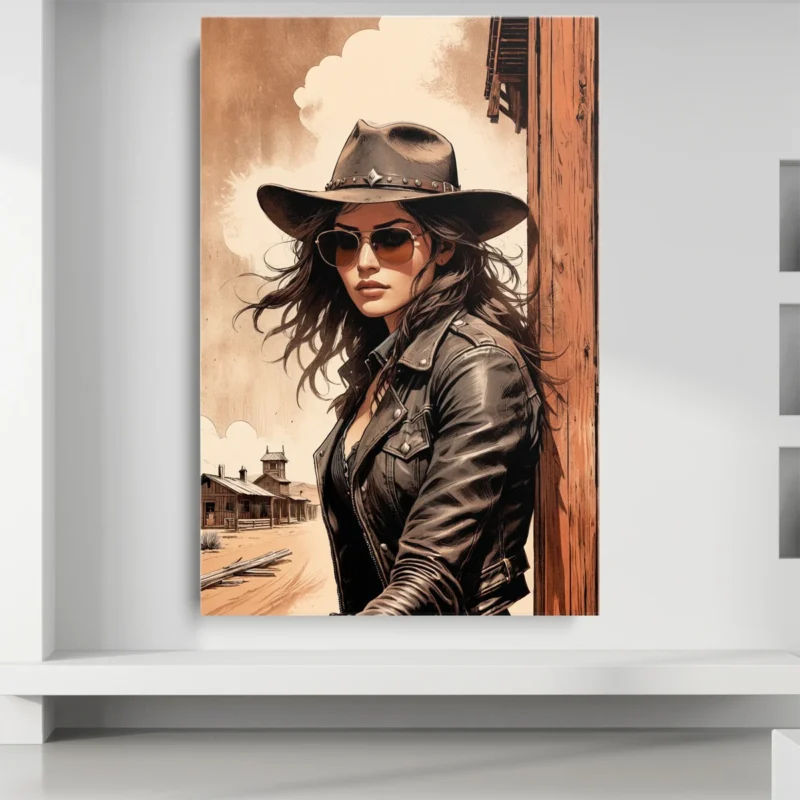 Tableau Femme Cowgirl Style Western – toile – horizontal
