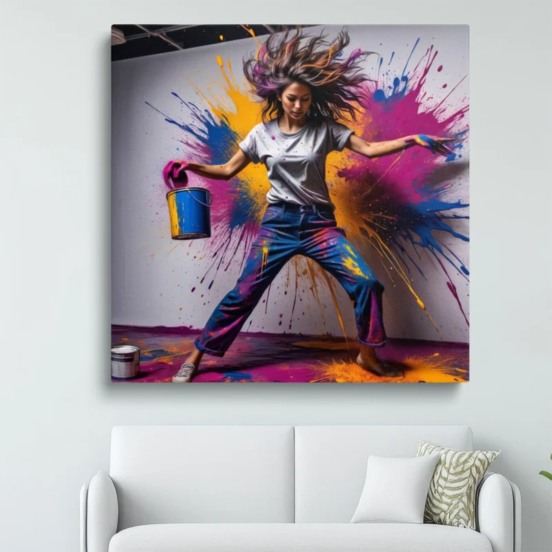 Tableau Femme Jet de Peinture – toile – horizontal