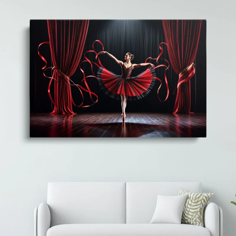 Tableau Ballerine en Tutu Rouge