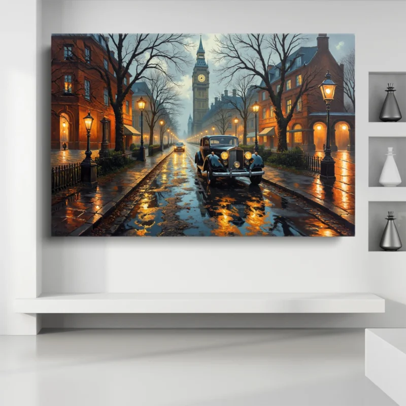 Tableau Voiture Vintage à Londres – toile – horizontal