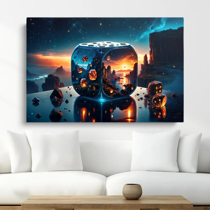 Tableau Dé Avec Paysage – toile – horizontal