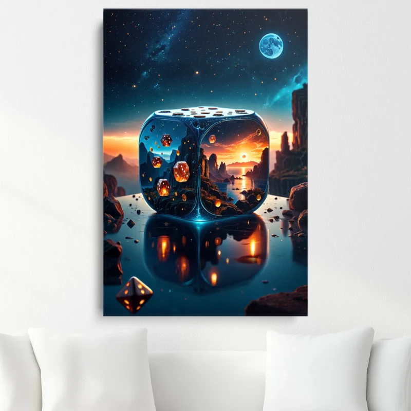 Tableau Dé Avec Paysage – toile – horizontal