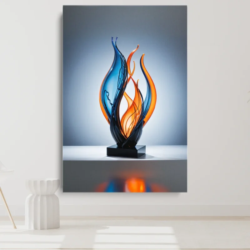 Tableau Sculpture en Verre Abstraite – toile – horizontal