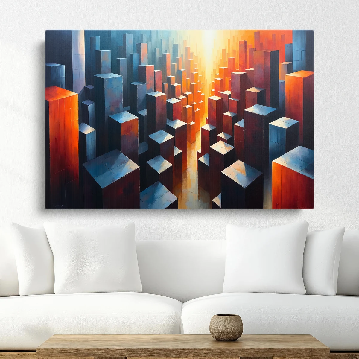 Tableau Ville Abstraite en Lumière – toile – horizontal