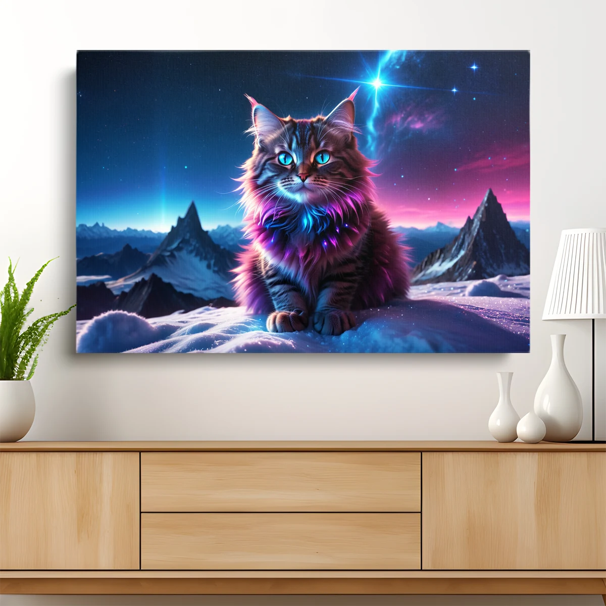 Tableau Chat dans la Galaxie – toile – horizontal