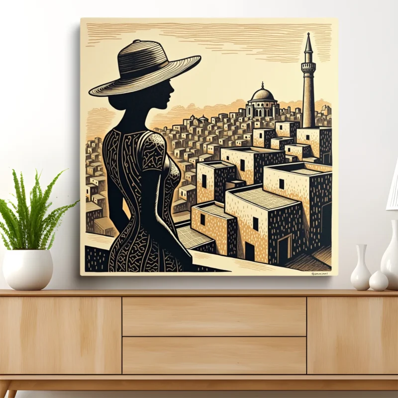 Tableau Femme Vue Ville