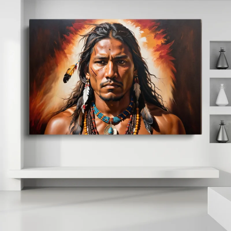 Tableau Portrait Homme Plumes